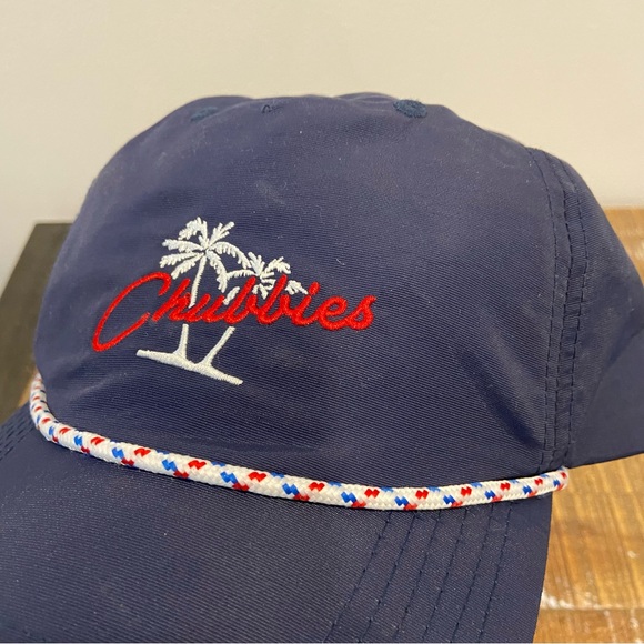 Chubbies Nylon Strapback Hat Cap Rope Brim Blue Adjustable Adult Preppy Boat - Picture 10 of 10